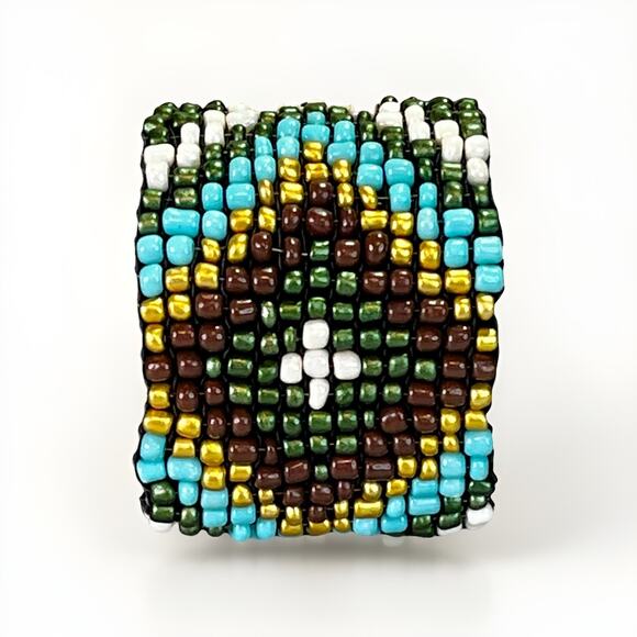 Authentic Southwest Handmade Seed Bead Bracelet Native American Style Jewelry 8” - Picture 5 of 8